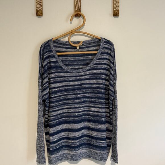 Eileen Fisher Scoop Neck Denim-Look Top/Lightweight Sweater - L - Picture 3 of 8